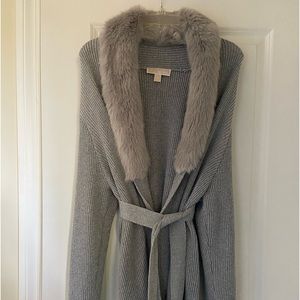 MK Michael Kors Faux Fur Trim Cardigan